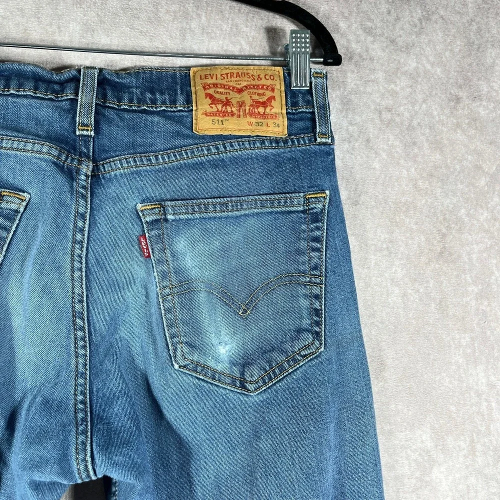 Levi's 511 Jeans Mens Size 32X34 Blue Medium Wash Denim Straight Leg‎ Everyday
